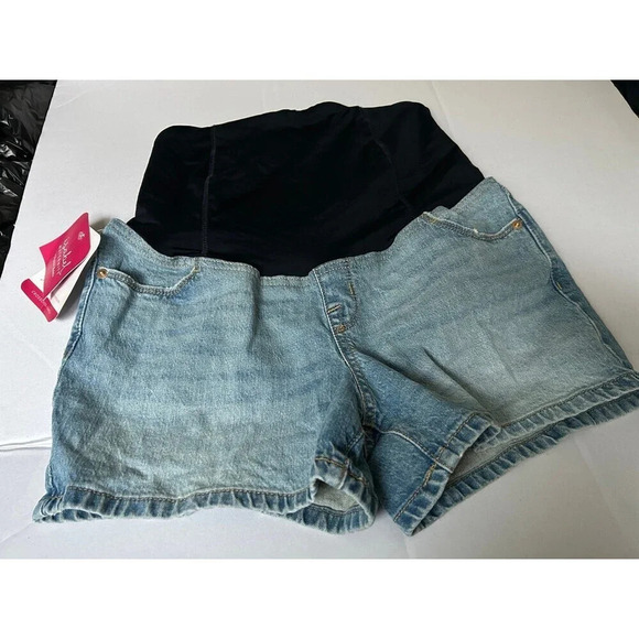 Ingrid Isabel Maternity Jean Shorts Size 4/27 Midi Crossover Panel - Picture 1 of 7